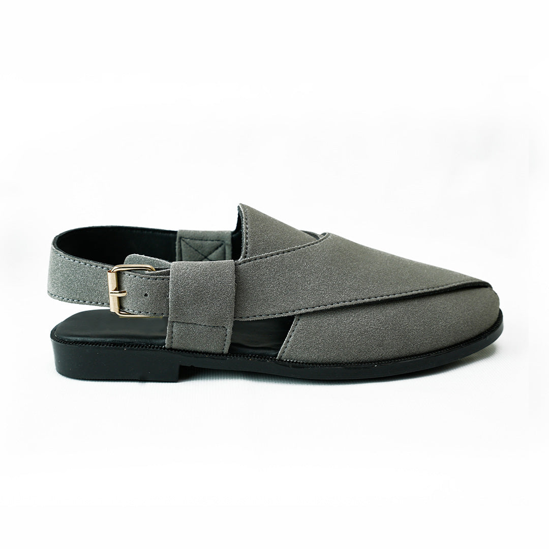 Handmade Leather Suede Grey Sandal - SR-066