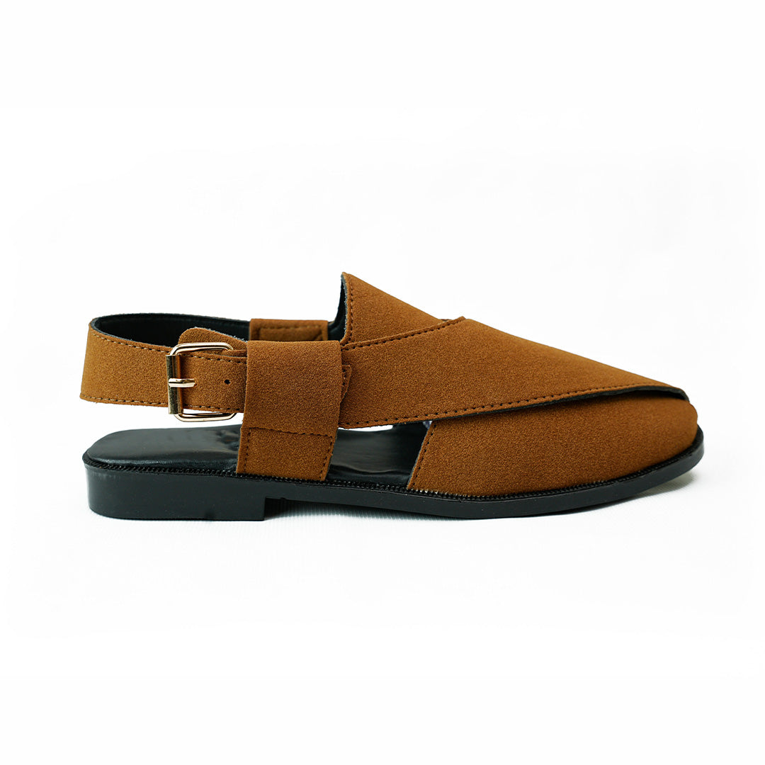 Handmade Leather Suede Brown Sandal - SR-067