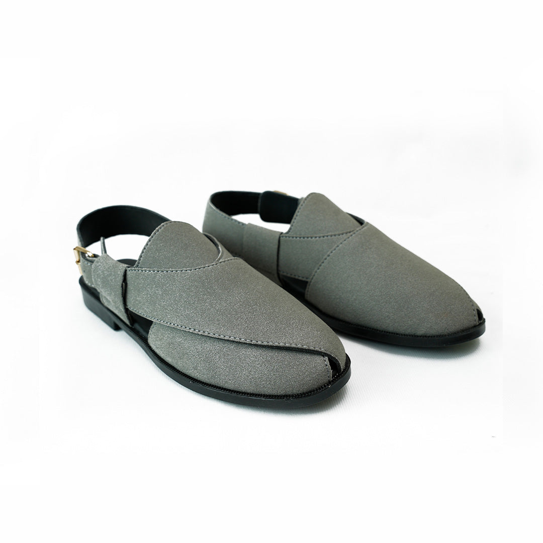 Handmade Leather Suede Grey Sandal - SR-066
