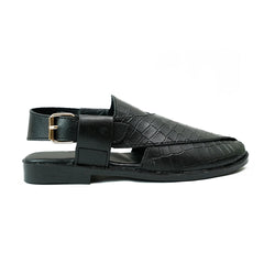 Handmade Leather Casual Classic Black Sandal - SR-073