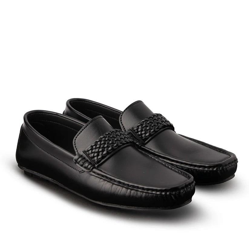 Black Leather Comfort Loafers Shoes - AY-001